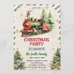 Kersttrein feest uitnodiging
