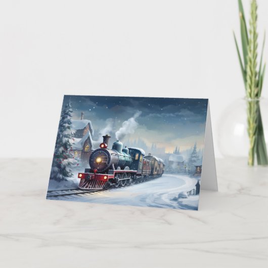Kersttrein Feestdagen Kaart (Voorkant)