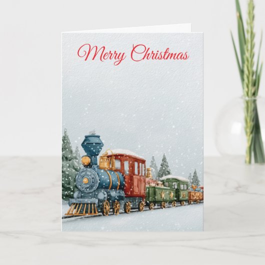 Kersttrein Feestdagen Kaart (Voorkant)