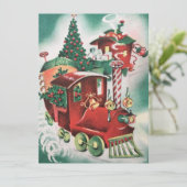 kersttrein feestdagenkaart (Staand voorkant)