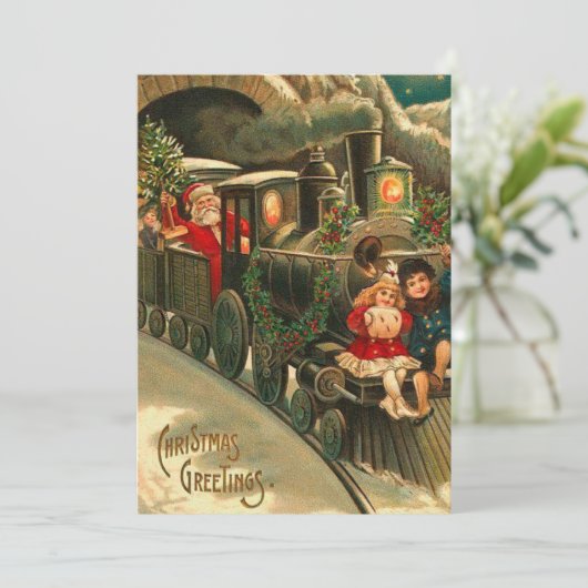  kersttrein feestdagenkaart (Staand voorkant)