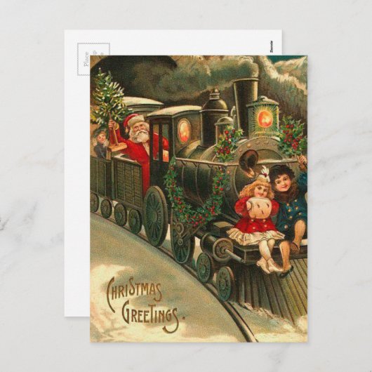  kersttrein feestdagenkaart (Voorkant / Achterkant)