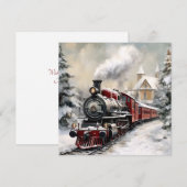 Kersttrein Flat Holiday Kaart (Voorkant / Achterkant)