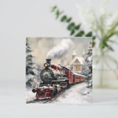 Kersttrein Flat Holiday Kaart (Staand voorkant)