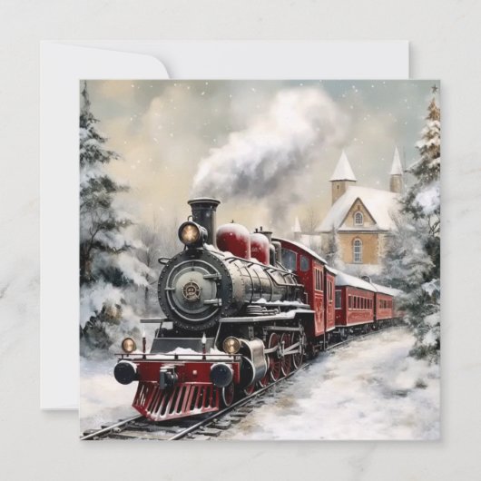 Kersttrein Flat Holiday Kaart (Voorkant)