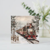 Kersttrein Flat Holiday Kaart (Staand voorkant)