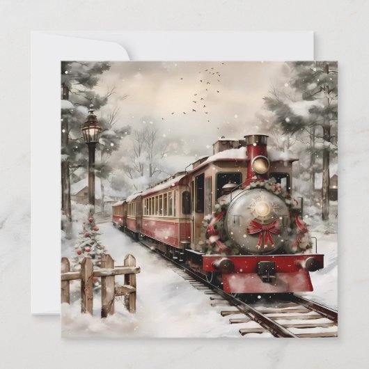 Kersttrein Flat Holiday Kaart (Voorkant)