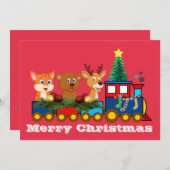 Kersttrein Flat Holiday Kaart (Voorkant / Achterkant)