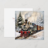 Kersttrein Flat Holiday Kaart (Voorkant / Achterkant)