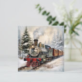 Kersttrein Flat Holiday Kaart (Staand voorkant)