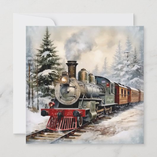 Kersttrein Flat Holiday Kaart (Voorkant)
