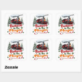 Kersttrein Geloof Magie Vakantie Vierkante Sticker (Vel)