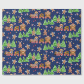 Kersttrein Gingerbrood Man Angels Waterverf Cadeaupapier (Vlak)