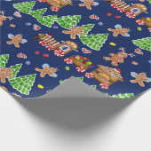 Kersttrein Gingerbrood Man Angels Waterverf Cadeaupapier (Hoek)