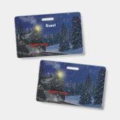 Kersttrein in de sneeuw  badge (Voor- en achterkant)