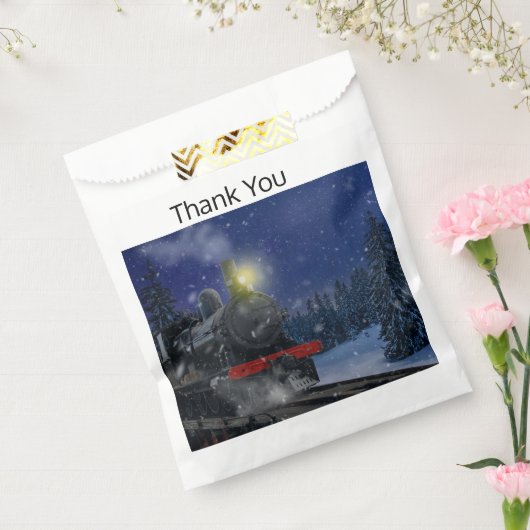 Kersttrein in de sneeuw bedankzakje (Gezegeld)