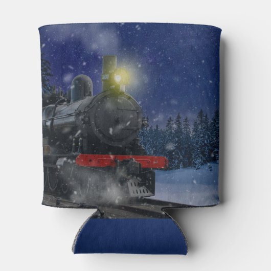 Kersttrein in de sneeuw blikjeskoeler (Achterkant)