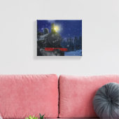 Kersttrein in de sneeuw canvas afdruk (Insitu (Woonkamer))