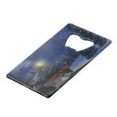 Kersttrein in de sneeuw creditkaart flessenopener (Achterkant Gekanteld)