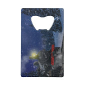 Kersttrein in de sneeuw creditkaart flessenopener (Achterkant)