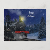 Kersttrein in de sneeuw feestdagenkaart (Voorkant)