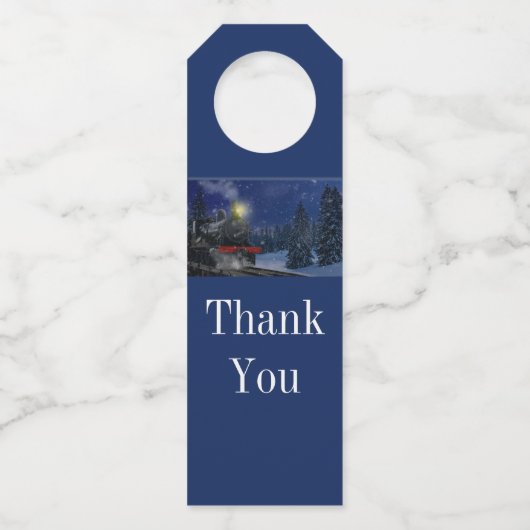 Kersttrein in de sneeuw flessenhanger (Voorkant)