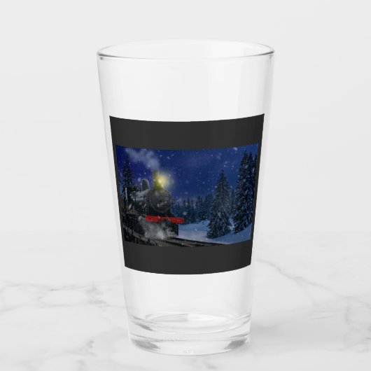 Kersttrein in de sneeuw glas (Voorkant)