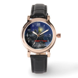 Kersttrein in de sneeuw horloge