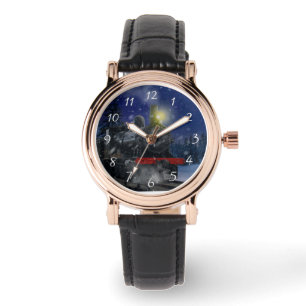 Kersttrein in de sneeuw horloge