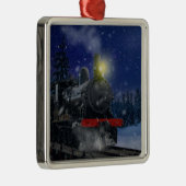 Kersttrein in de sneeuw metalen ornament (Rechts)