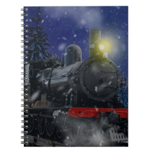 Kersttrein in de sneeuw notitieboek