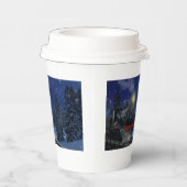 Kersttrein in de sneeuw papieren bekers (Rechts)