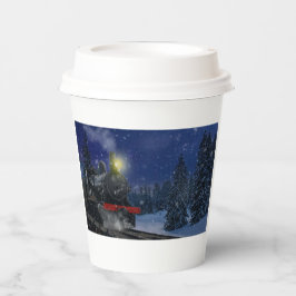 Kersttrein in de sneeuw papieren bekers