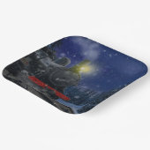 Kersttrein in de sneeuw papieren bordje (Gebogen)