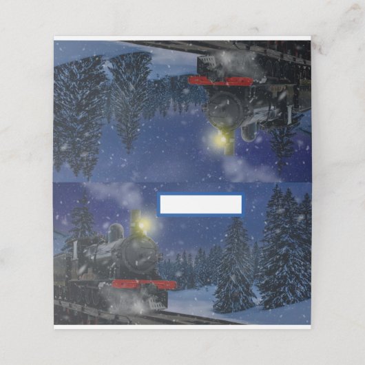 Kersttrein in de sneeuw plaatskaartje (Buitenkant ongevouwen)