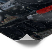 Kersttrein in de sneeuw poster (Hoek)