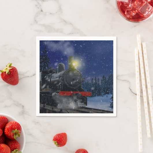 Kersttrein in de sneeuw servet (Insitu)