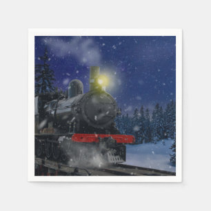 Kersttrein in de sneeuw               servet