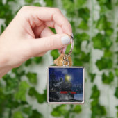 Kersttrein in de sneeuw sleutelhanger (Hand)