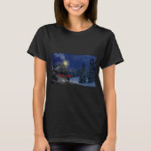 Kersttrein in de sneeuw t-shirt (Voorkant)