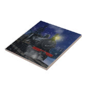 Kersttrein in de sneeuw tegeltje (Zijkant)