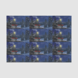 Kersttrein in de sneeuw tissuepapier