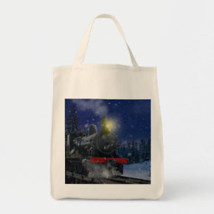 Kersttrein in de sneeuw tote bag