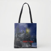 Kersttrein in de sneeuw tote bag (Voorkant)