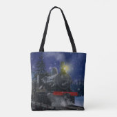 Kersttrein in de sneeuw tote bag (Achterkant)