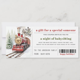 Kersttrein in Sneeuw Kerstcadeau Coupon Feestdagenkaart