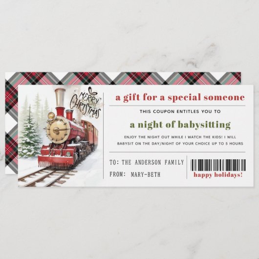 Kersttrein in Sneeuw Kerstcadeaubon Feestdagenkaart (Voorkant / Achterkant)