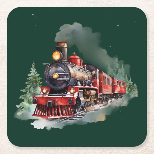 Kersttrein Kartonnen Onderzetters (Voorkant)