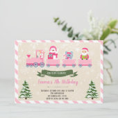 Kersttrein meisje uitnodiging (Staand voorkant)