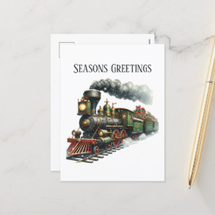 Kersttrein met feestelijke berichten feestdagenkaart